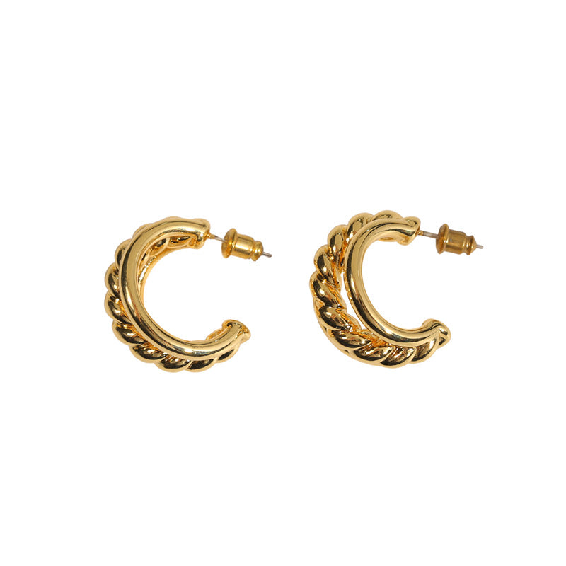Triple Hoop C-shaped Earrings