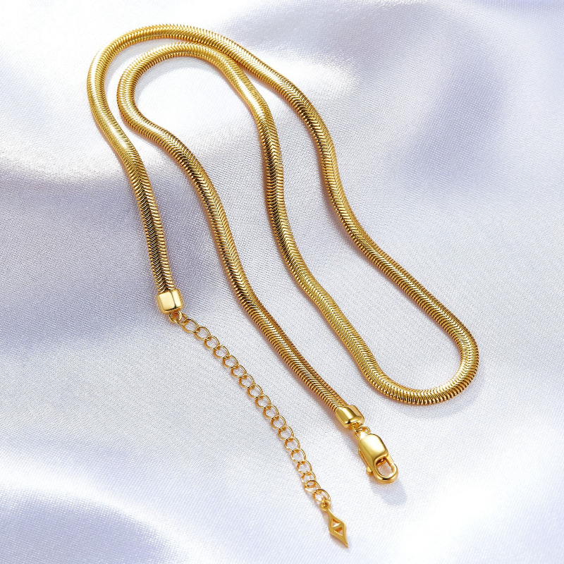 S925 Silver Italian Flat Snake Clavicle Chain
