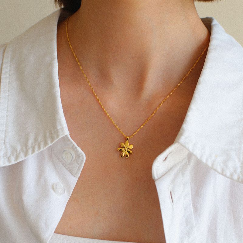 925 Sterling Sliver Niche Flower Water Wave Chain Necklace