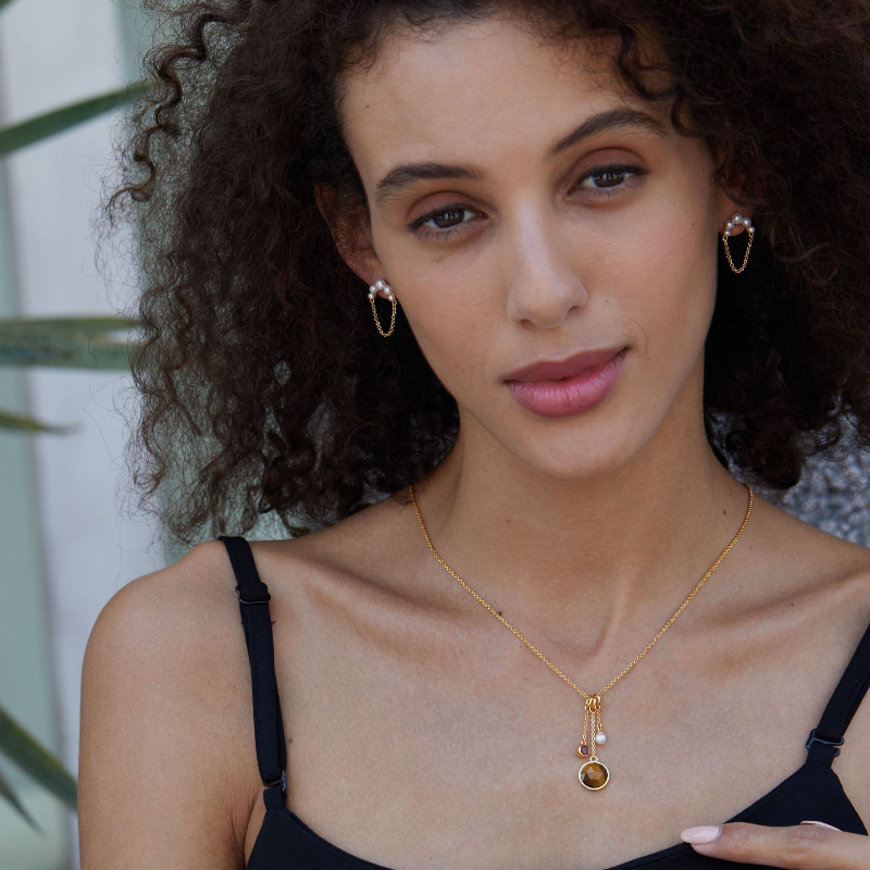 Bead Chain Dream Natural Freshwater Pearl S925 Sterling Sliver Earrings