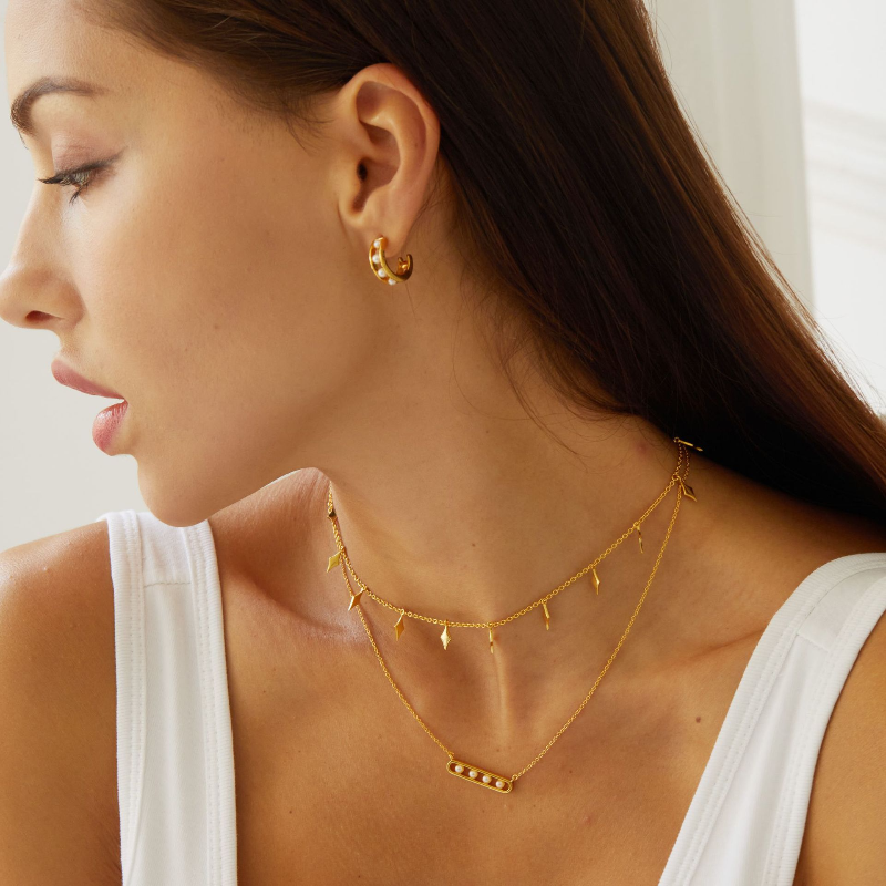 C Shape Freshwater Pearl Earrings