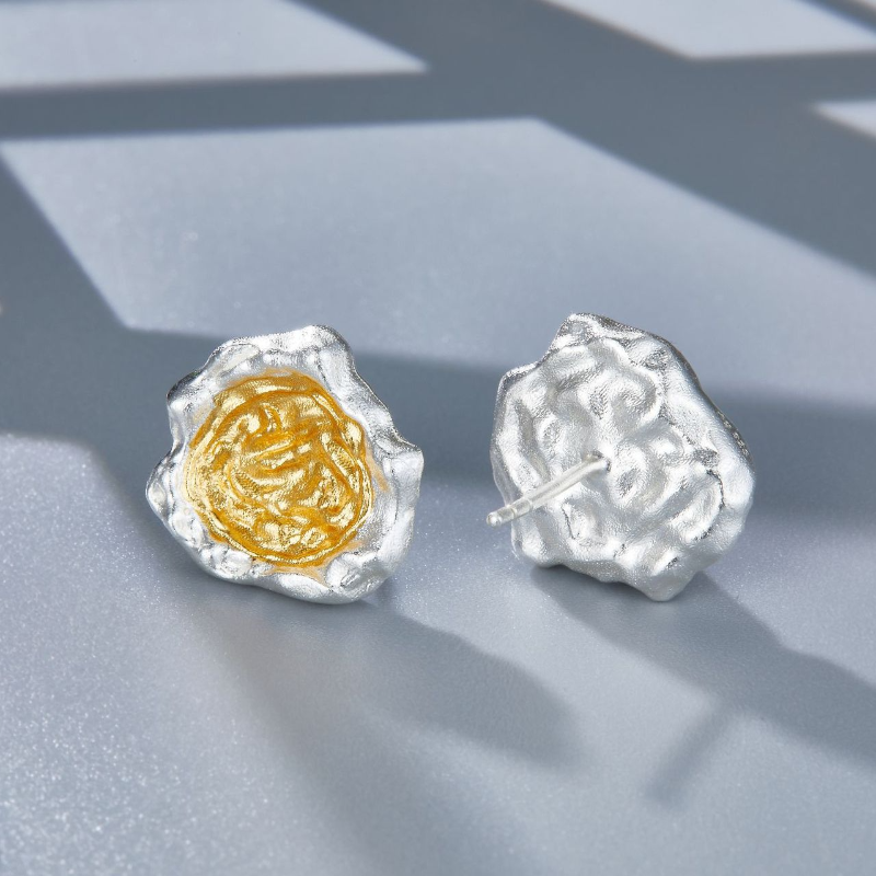 Color Block Crater Stud Earrings