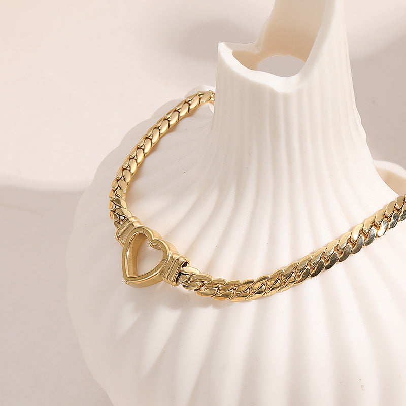 Cuban Chain Heart Necklace