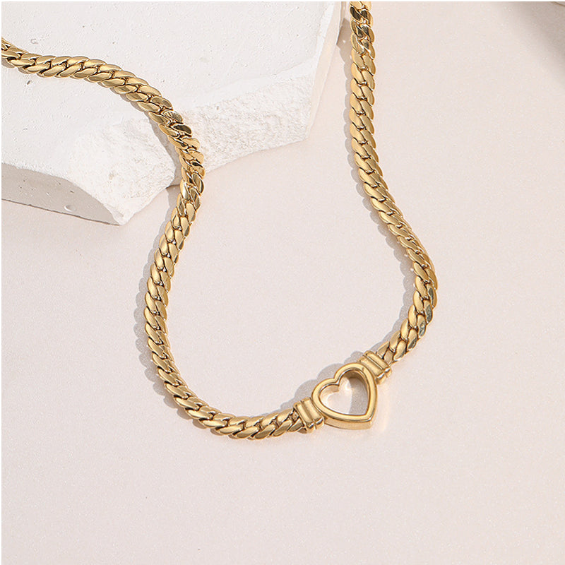 Cuban Chain Heart Necklace