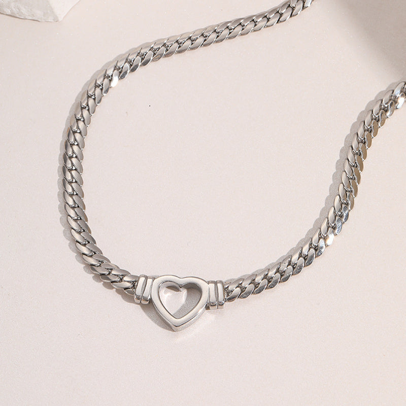 Cuban Chain Heart Necklace