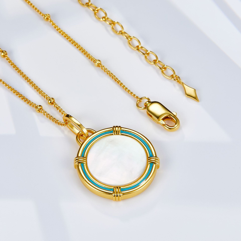 Enamel Craft Natural White Mother-of-pearl S925 Silver Necklace