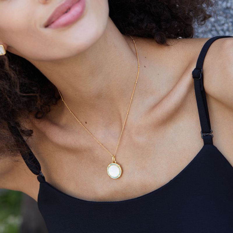 Enamel Craft Natural White Mother-of-pearl S925 Silver Necklace