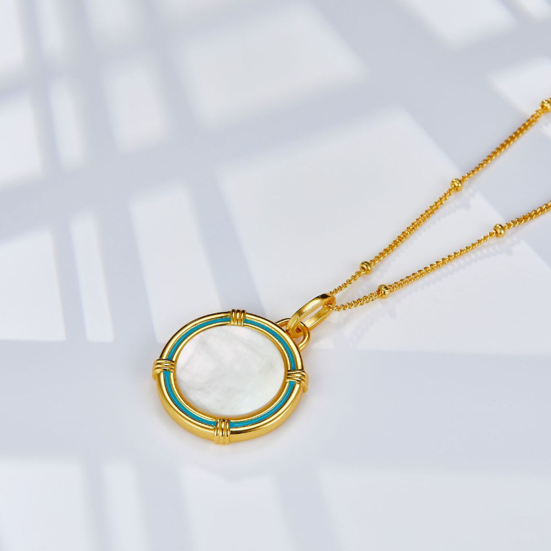 Enamel Craft Natural White Mother-of-pearl S925 Silver Necklace