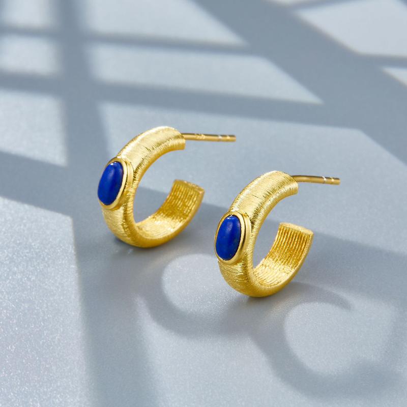 Hand-brushed Natural Lapis Lazuli Earrings