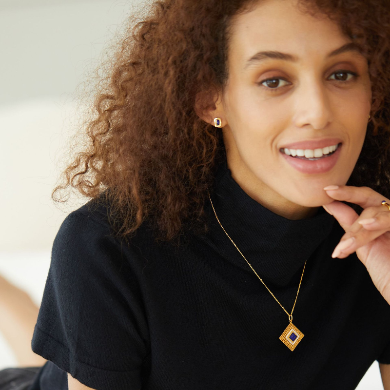 Natural Lapis S925 Sterling Silver Stud Earrings