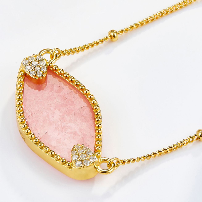 Natural Rhodochrosite S925 Sterling Silver Necklace