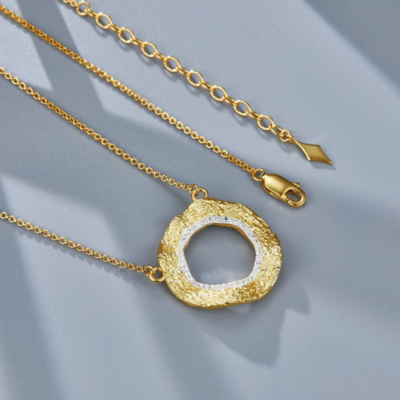 S925 Silver Natural White Topaz Simple Circle Pendant