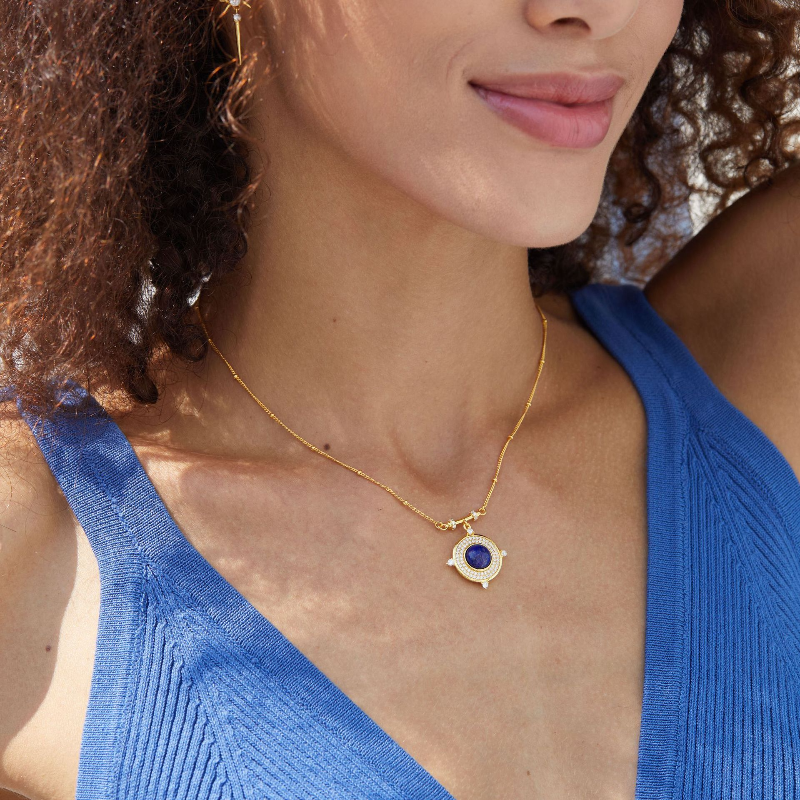 S925 Sterling Silver Balance Beam Lapis Lazuli Pendant