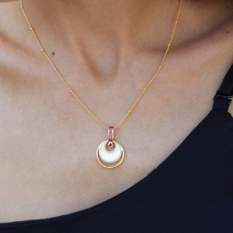 Natural White Mother-of-pearl Crescent Shape Pendant