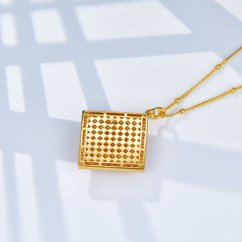 Rhombus Cutout Natural Lapis Lazuli Pendant