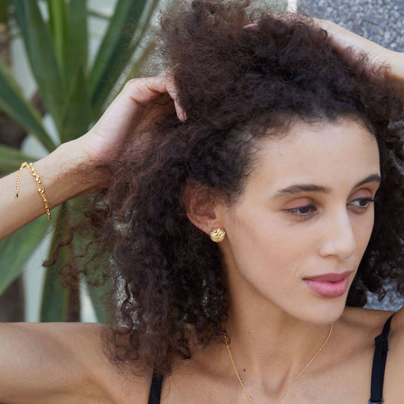 Two-color Interlaced Brushed S925 Sterling Silver Stud Earrings