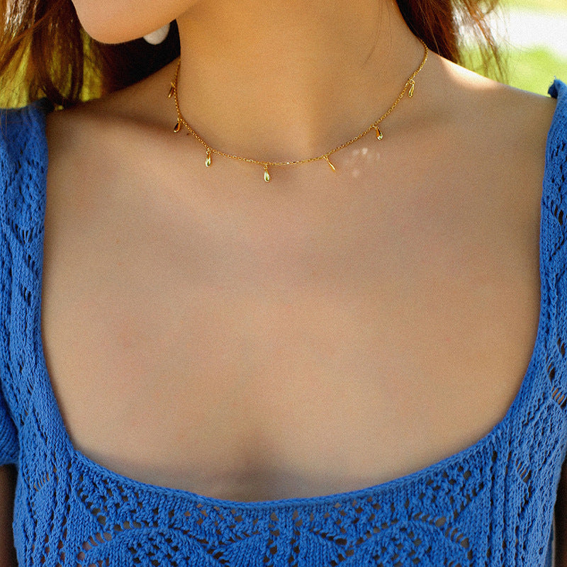 925 Sterling Sliver Vintage Water Drop Choker