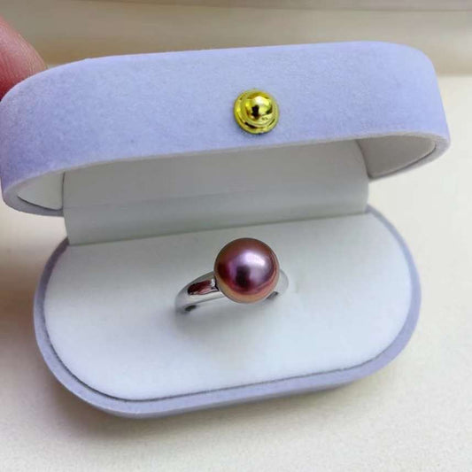 10-11mm Freshwater Edison Purple Pearl Ring & 925 Sterling Sliver