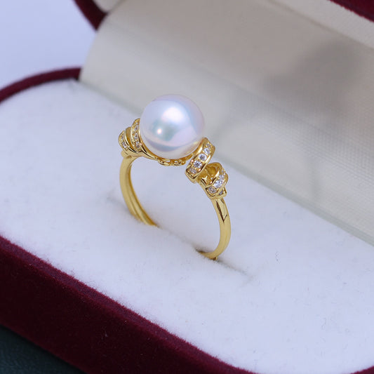 Spiral 8-9mm Freshwater Pearl Ring & S925 Sterling Silver