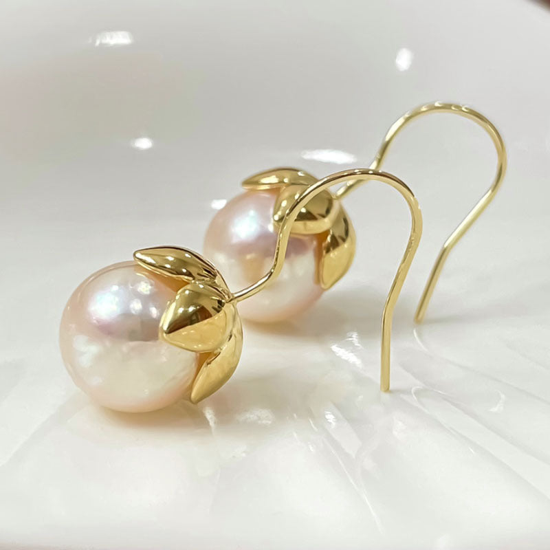 8-9mm Japanese Akoya Pearl Earrings & 925 Sterling Sliver