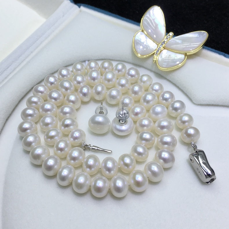 8-9mm Classic Freshwater Near-round Pearl Jewelry Set (3 pieces)