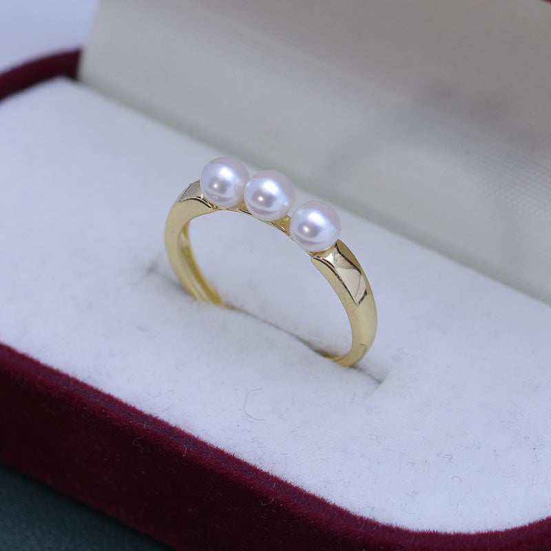 4-4.5mm Freshwater Pearl Ring & 925 Sterling Sliver