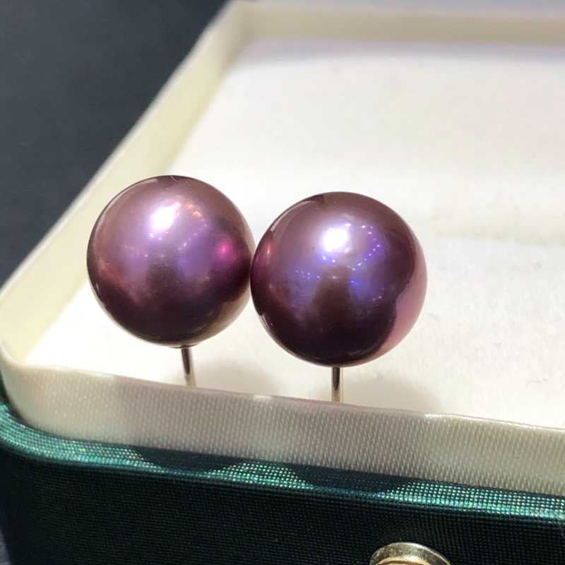 10-11mm Freshwater Edison Purple Pearl Stud Earrings