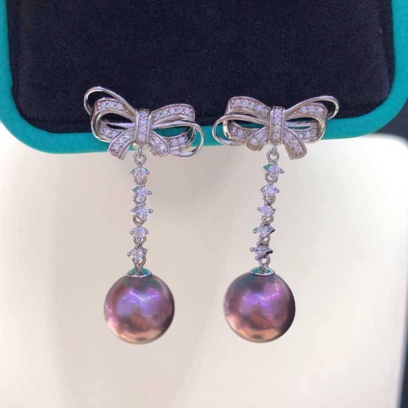 11-12mm Freshwater Edison Purple Pearl Bow Shape Earrings