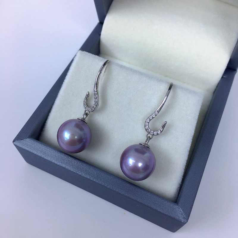 11-12mm Freshwater Edison Purple Pearl Drop Earrings