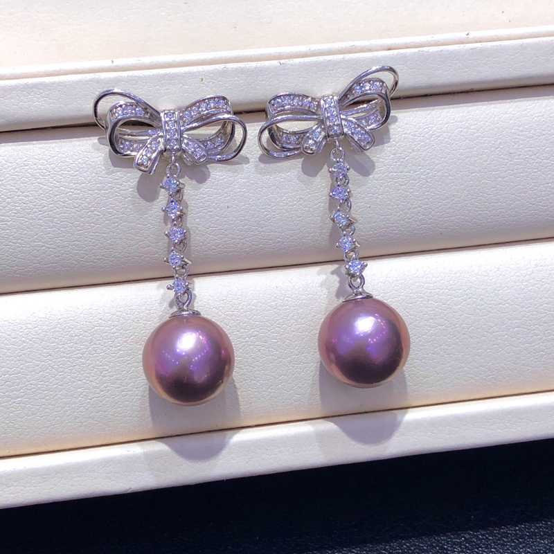 11-12mm Freshwater Edison Purple Pearl Bow Shape Earrings