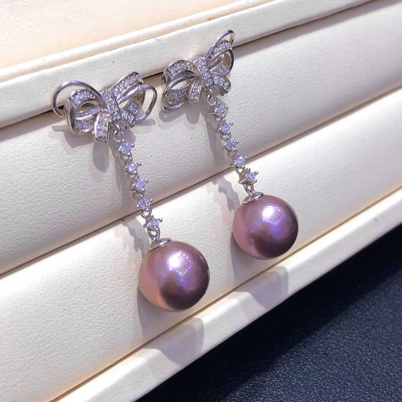 11-12mm Freshwater Edison Purple Pearl Bow Shape Earrings