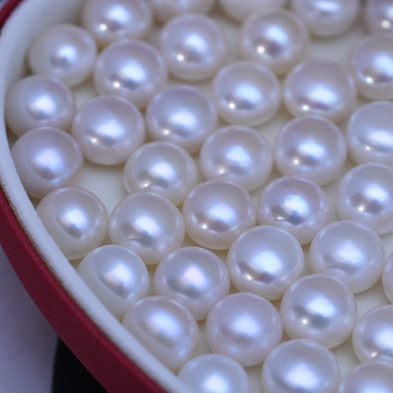 White Button Freshwater Pearl Stud Earrings