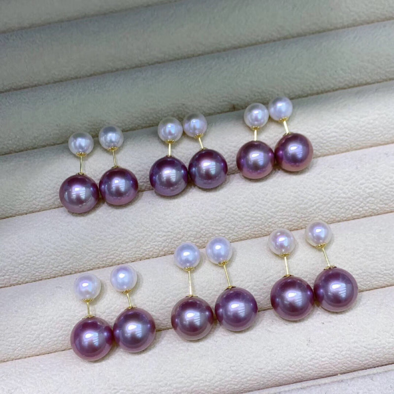 6-7mm & 11-12mm Double Bead Classic Stud Earrings