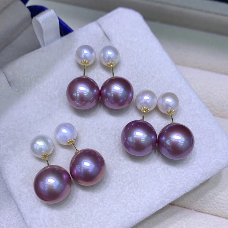 6-7mm & 11-12mm Double Bead Classic Stud Earrings