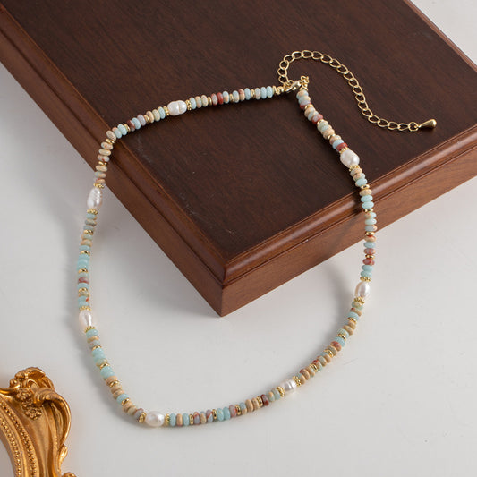 Natural Shoushan Stone Baroque Freshwater Pearl Necklace