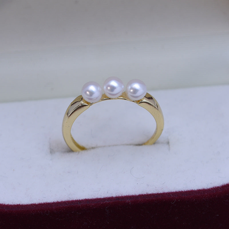 4-4.5mm Freshwater Pearl Ring & 925 Sterling Sliver