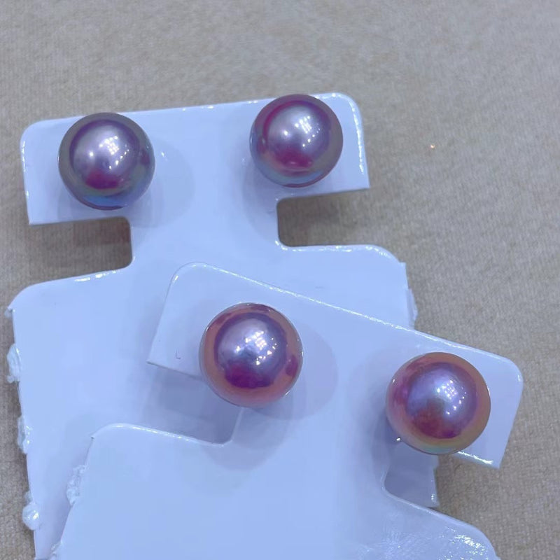 9-10mm Freshwater Edison Purple Pearl Stud Earrings