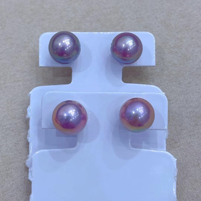 9-10mm Freshwater Edison Purple Pearl Stud Earrings