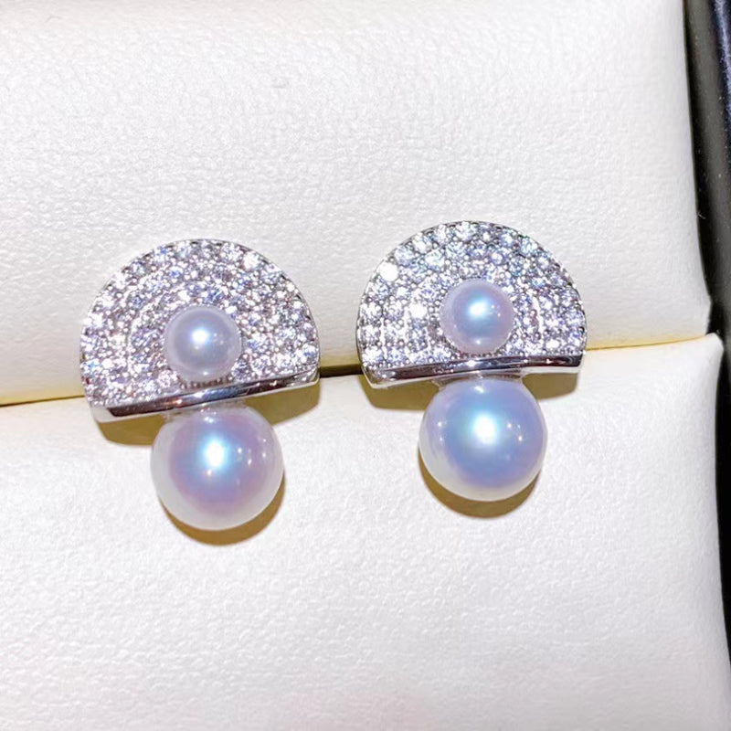 3.5-4mm & 6-7mm Double Beads Freshwater Pearl Stud Earrings