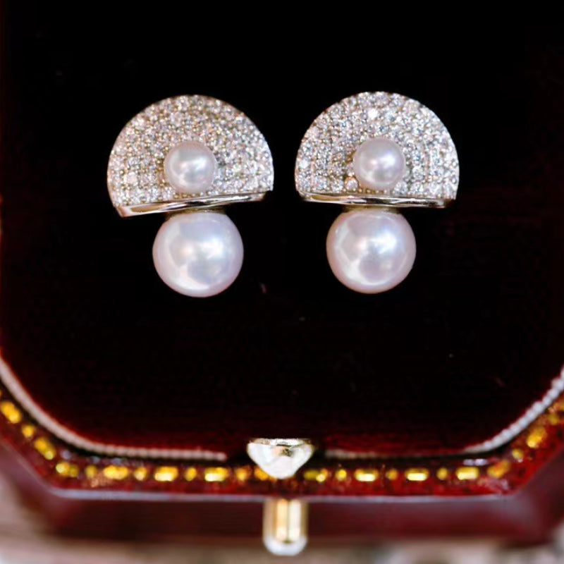 3.5-4mm & 6-7mm Double Beads Freshwater Pearl Stud Earrings