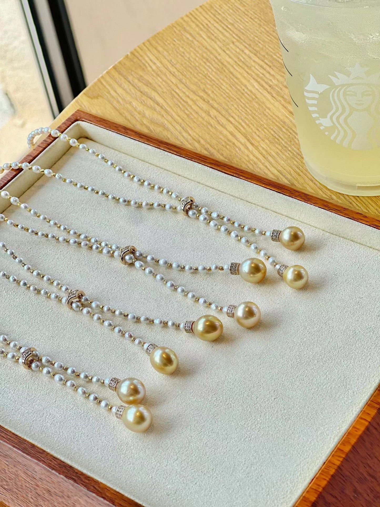 3-4mm Freshwater Pearl & 10-11mm South Sea Golden Pearl Necklace