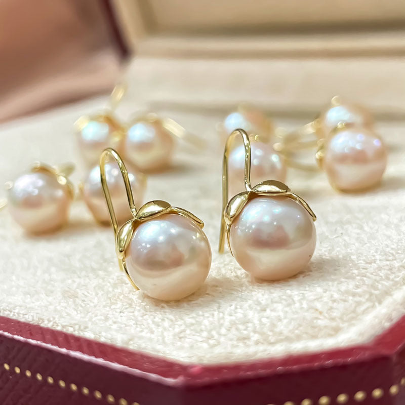 8-9mm Japanese Akoya Pearl Earrings & 925 Sterling Sliver