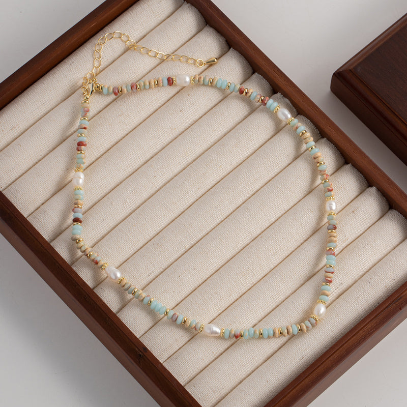 Natural Shoushan Stone Baroque Freshwater Pearl Necklace