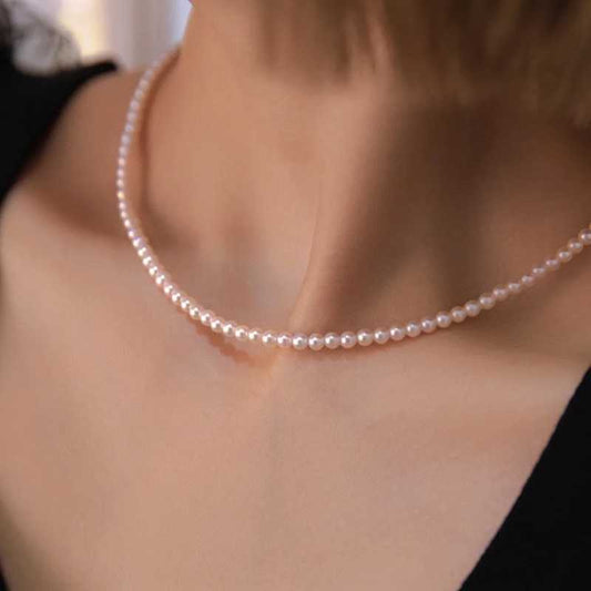 4-4.5mm AAAAAA Grade Freshwater Pearl Necklace In 18k Gold