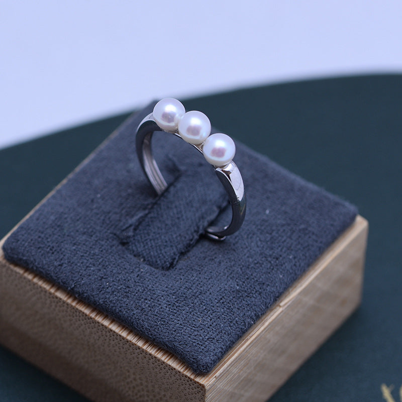 4-4.5mm Freshwater Pearl Ring & 925 Sterling Sliver