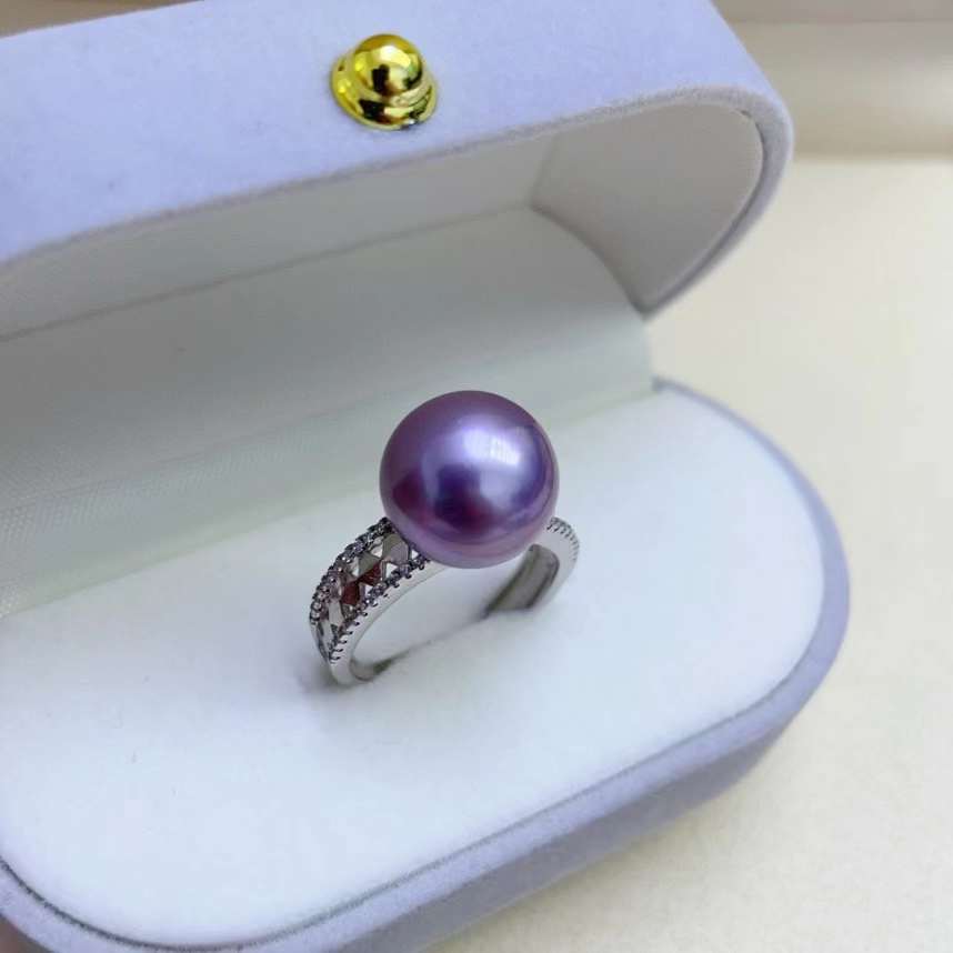 11-12mm Freshwater Edison Purple Pearl Ring & 925 Sterling Sliver