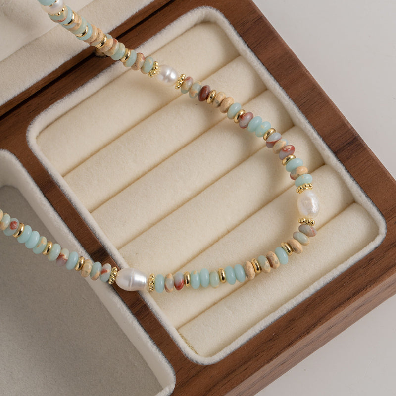 Natural Shoushan Stone Baroque Freshwater Pearl Necklace