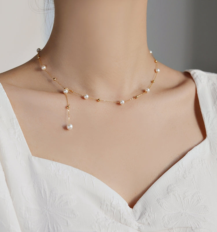 Gypsophila 6-7mm Freshwater Pearl Necklace Clavicle Chain