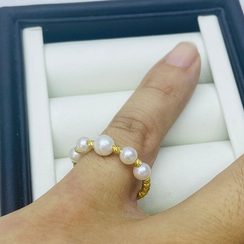 4-5mm Freshwater Pearl Ring With S925 Sterling Silver