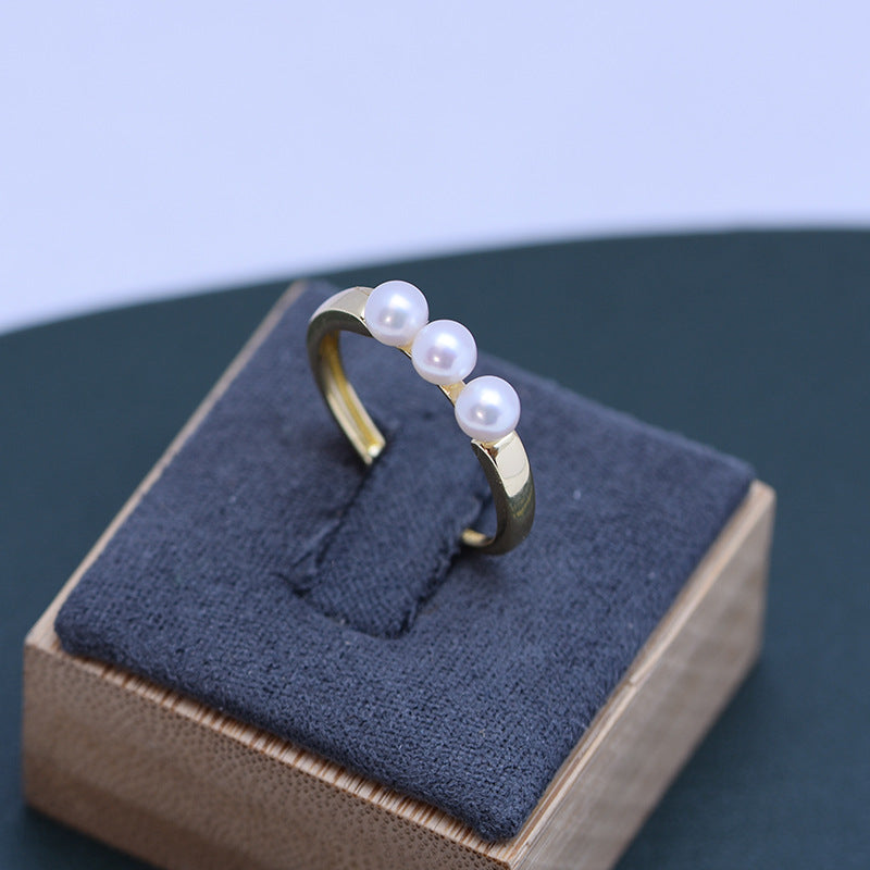 4-4.5mm Freshwater Pearl Ring & 925 Sterling Sliver